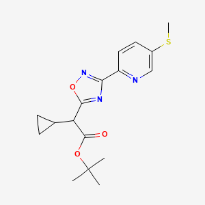 molecular formula C17H21N3O3S B7045050 Tert-butyl 2-cyclopropyl-2-[3-(5-methylsulfanylpyridin-2-yl)-1,2,4-oxadiazol-5-yl]acetate 