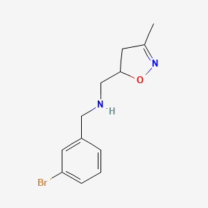 molecular formula C12H15BrN2O B7045130 N-[(3-bromophenyl)methyl]-1-(3-methyl-4,5-dihydro-1,2-oxazol-5-yl)methanamine 