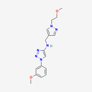 molecular formula C16H20N6O2 B7045134 N-[[1-(2-methoxyethyl)pyrazol-4-yl]methyl]-1-(3-methoxyphenyl)triazol-4-amine 