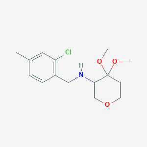 molecular formula C15H22ClNO3 B7045152 N-[(2-chloro-4-methylphenyl)methyl]-4,4-dimethoxyoxan-3-amine 