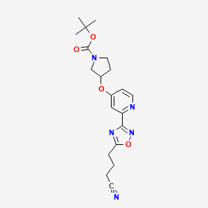 molecular formula C20H25N5O4 B7045233 Tert-butyl 3-[2-[5-(3-cyanopropyl)-1,2,4-oxadiazol-3-yl]pyridin-4-yl]oxypyrrolidine-1-carboxylate 