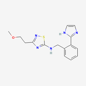 molecular formula C15H17N5OS B7045443 N-[[2-(1H-imidazol-2-yl)phenyl]methyl]-3-(2-methoxyethyl)-1,2,4-thiadiazol-5-amine 