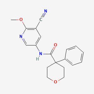 molecular formula C19H19N3O3 B7045609 N-(5-cyano-6-methoxypyridin-3-yl)-4-phenyloxane-4-carboxamide 