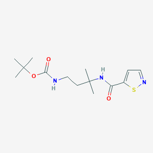 molecular formula C14H23N3O3S B7045668 tert-butyl N-[3-methyl-3-(1,2-thiazole-5-carbonylamino)butyl]carbamate 