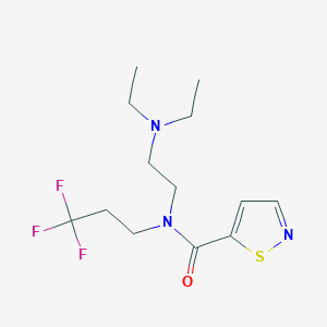 molecular formula C13H20F3N3OS B7045682 N-[2-(diethylamino)ethyl]-N-(3,3,3-trifluoropropyl)-1,2-thiazole-5-carboxamide 