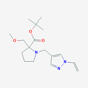 molecular formula C17H27N3O3 B7045705 Tert-butyl 1-[(1-ethenylpyrazol-4-yl)methyl]-2-(methoxymethyl)pyrrolidine-2-carboxylate 