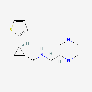 molecular formula C17H29N3S B7045725 N-[1-(1,4-dimethylpiperazin-2-yl)ethyl]-1-[(1R,2R)-2-thiophen-2-ylcyclopropyl]ethanamine 