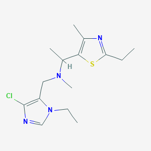 molecular formula C15H23ClN4S B7045748 N-[(5-chloro-3-ethylimidazol-4-yl)methyl]-1-(2-ethyl-4-methyl-1,3-thiazol-5-yl)-N-methylethanamine 