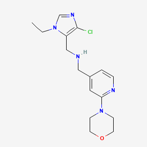 molecular formula C16H22ClN5O B7045901 N-[(5-chloro-3-ethylimidazol-4-yl)methyl]-1-(2-morpholin-4-ylpyridin-4-yl)methanamine 