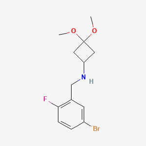 molecular formula C13H17BrFNO2 B7045949 N-[(5-bromo-2-fluorophenyl)methyl]-3,3-dimethoxycyclobutan-1-amine 