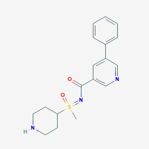 molecular formula C18H21N3O2S B7045980 N-(methyl-oxo-piperidin-4-yl-lambda6-sulfanylidene)-5-phenylpyridine-3-carboxamide 
