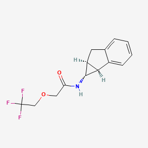 molecular formula C14H14F3NO2 B7046040 N-[(1R,1aS,6aS)-1,1a,6,6a-tetrahydrocyclopropa[a]inden-1-yl]-2-(2,2,2-trifluoroethoxy)acetamide 