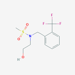 molecular formula C11H14F3NO3S B7046305 N-(2-hydroxyethyl)-N-[[2-(trifluoromethyl)phenyl]methyl]methanesulfonamide 