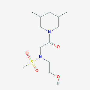molecular formula C12H24N2O4S B7046334 N-[2-(3,5-dimethylpiperidin-1-yl)-2-oxoethyl]-N-(2-hydroxyethyl)methanesulfonamide 