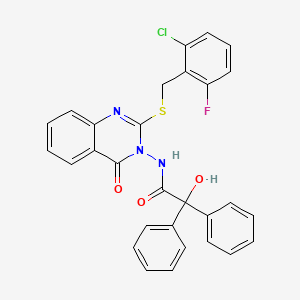 molecular formula C29H21ClFN3O3S B7046455 N-[2-[(2-chloro-6-fluorophenyl)methylsulfanyl]-4-oxoquinazolin-3-yl]-2-hydroxy-2,2-diphenylacetamide 