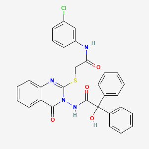 molecular formula C30H23ClN4O4S B7046470 N-[2-[2-(3-chloroanilino)-2-oxoethyl]sulfanyl-4-oxoquinazolin-3-yl]-2-hydroxy-2,2-diphenylacetamide 