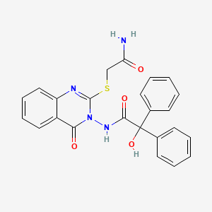 molecular formula C24H20N4O4S B7046482 N-[2-(2-amino-2-oxoethyl)sulfanyl-4-oxoquinazolin-3-yl]-2-hydroxy-2,2-diphenylacetamide 