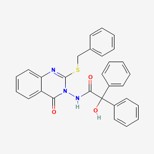 molecular formula C29H23N3O3S B7046531 N-(2-benzylsulfanyl-4-oxoquinazolin-3-yl)-2-hydroxy-2,2-diphenylacetamide 