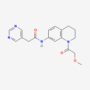 molecular formula C18H20N4O3 B7046653 N-[1-(2-methoxyacetyl)-3,4-dihydro-2H-quinolin-7-yl]-2-pyrimidin-5-ylacetamide 