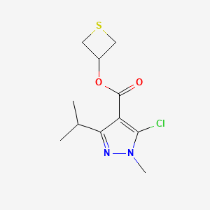 molecular formula C11H15ClN2O2S B7046833 Thietan-3-yl 5-chloro-1-methyl-3-propan-2-ylpyrazole-4-carboxylate 