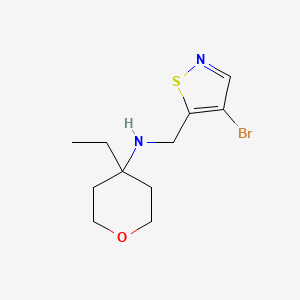 molecular formula C11H17BrN2OS B7046846 N-[(4-bromo-1,2-thiazol-5-yl)methyl]-4-ethyloxan-4-amine 