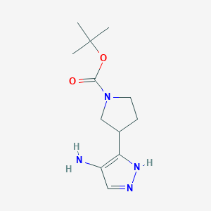 molecular formula C12H20N4O2 B7047106 tert-butyl 3-(4-amino-1H-pyrazol-5-yl)pyrrolidine-1-carboxylate 