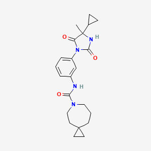 molecular formula C22H28N4O3 B7047214 N-[3-(4-cyclopropyl-4-methyl-2,5-dioxoimidazolidin-1-yl)phenyl]-6-azaspiro[2.6]nonane-6-carboxamide 