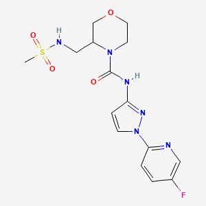 molecular formula C15H19FN6O4S B7047265 N-[1-(5-fluoropyridin-2-yl)pyrazol-3-yl]-3-(methanesulfonamidomethyl)morpholine-4-carboxamide 