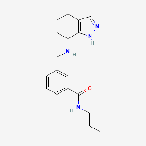 molecular formula C18H24N4O B7047480 N-propyl-3-[(4,5,6,7-tetrahydro-1H-indazol-7-ylamino)methyl]benzamide 