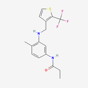 molecular formula C16H17F3N2OS B7047617 N-[4-methyl-3-[[2-(trifluoromethyl)thiophen-3-yl]methylamino]phenyl]propanamide 