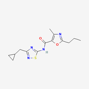 molecular formula C14H18N4O2S B7047782 N-[3-(cyclopropylmethyl)-1,2,4-thiadiazol-5-yl]-4-methyl-2-propyl-1,3-oxazole-5-carboxamide 