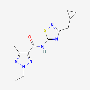 molecular formula C12H16N6OS B7047792 N-[3-(cyclopropylmethyl)-1,2,4-thiadiazol-5-yl]-2-ethyl-5-methyltriazole-4-carboxamide 