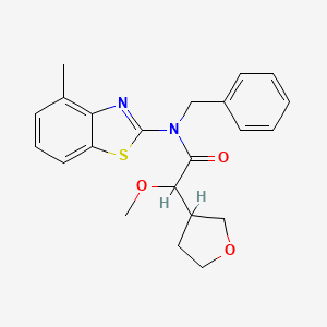 molecular formula C22H24N2O3S B7047800 N-benzyl-2-methoxy-N-(4-methyl-1,3-benzothiazol-2-yl)-2-(oxolan-3-yl)acetamide 