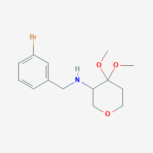 molecular formula C14H20BrNO3 B7048098 N-[(3-bromophenyl)methyl]-4,4-dimethoxyoxan-3-amine 