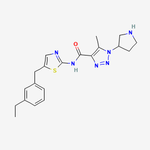 molecular formula C20H24N6OS B7048191 N-[5-[(3-ethylphenyl)methyl]-1,3-thiazol-2-yl]-5-methyl-1-pyrrolidin-3-yltriazole-4-carboxamide 