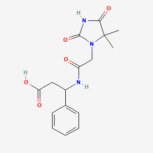 molecular formula C16H19N3O5 B7049167 3-[[2-(5,5-Dimethyl-2,4-dioxoimidazolidin-1-yl)acetyl]amino]-3-phenylpropanoic acid 