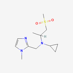 molecular formula C12H21N3O2S B7049329 N-[(1-methylimidazol-2-yl)methyl]-N-(1-methylsulfonylpropan-2-yl)cyclopropanamine 