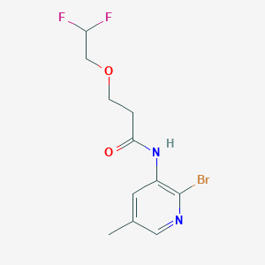 molecular formula C11H13BrF2N2O2 B7049375 N-(2-bromo-5-methylpyridin-3-yl)-3-(2,2-difluoroethoxy)propanamide 