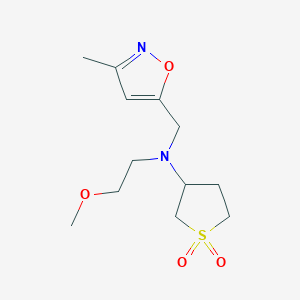 molecular formula C12H20N2O4S B7049396 N-(2-methoxyethyl)-N-[(3-methyl-1,2-oxazol-5-yl)methyl]-1,1-dioxothiolan-3-amine 