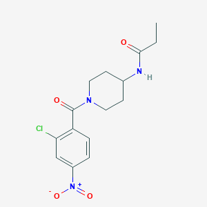 molecular formula C15H18ClN3O4 B7049838 N-[1-(2-chloro-4-nitrobenzoyl)piperidin-4-yl]propanamide 