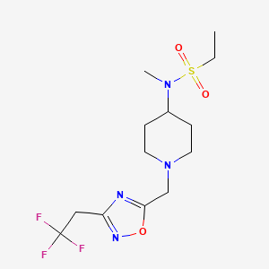 molecular formula C13H21F3N4O3S B7049904 N-methyl-N-[1-[[3-(2,2,2-trifluoroethyl)-1,2,4-oxadiazol-5-yl]methyl]piperidin-4-yl]ethanesulfonamide 