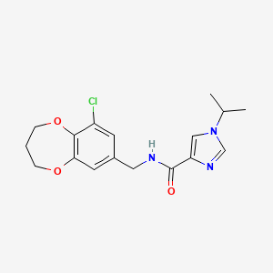 molecular formula C17H20ClN3O3 B7050003 N-[(6-chloro-3,4-dihydro-2H-1,5-benzodioxepin-8-yl)methyl]-1-propan-2-ylimidazole-4-carboxamide 