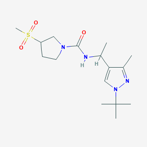 molecular formula C16H28N4O3S B7050017 N-[1-(1-tert-butyl-3-methylpyrazol-4-yl)ethyl]-3-methylsulfonylpyrrolidine-1-carboxamide 