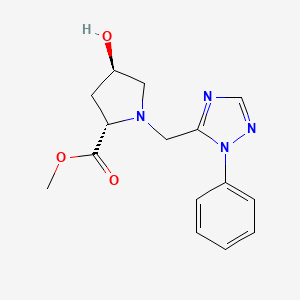 molecular formula C15H18N4O3 B7050153 methyl (2S,4R)-4-hydroxy-1-[(2-phenyl-1,2,4-triazol-3-yl)methyl]pyrrolidine-2-carboxylate 