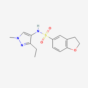 molecular formula C14H17N3O3S B7050159 N-(3-ethyl-1-methylpyrazol-4-yl)-2,3-dihydro-1-benzofuran-5-sulfonamide 