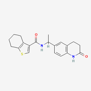 molecular formula C20H22N2O2S B7050257 N-[1-(2-oxo-3,4-dihydro-1H-quinolin-6-yl)ethyl]-4,5,6,7-tetrahydro-1-benzothiophene-3-carboxamide 