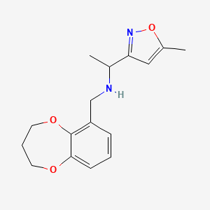 molecular formula C16H20N2O3 B7050270 N-(3,4-dihydro-2H-1,5-benzodioxepin-6-ylmethyl)-1-(5-methyl-1,2-oxazol-3-yl)ethanamine 