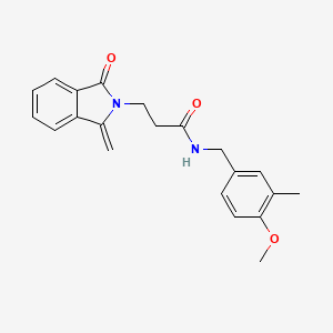 molecular formula C21H22N2O3 B7050752 N-[(4-methoxy-3-methylphenyl)methyl]-3-(1-methylidene-3-oxoisoindol-2-yl)propanamide 