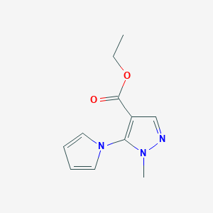 molecular formula C11H13N3O2 B070509 Ethyl 1-methyl-5-(1H-pyrrol-1-yl)-1H-pyrazole-4-carboxylate CAS No. 175137-01-6