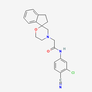 molecular formula C21H20ClN3O2 B7050998 N-(3-chloro-4-cyanophenyl)-2-spiro[1,2-dihydroindene-3,2'-morpholine]-4'-ylacetamide 